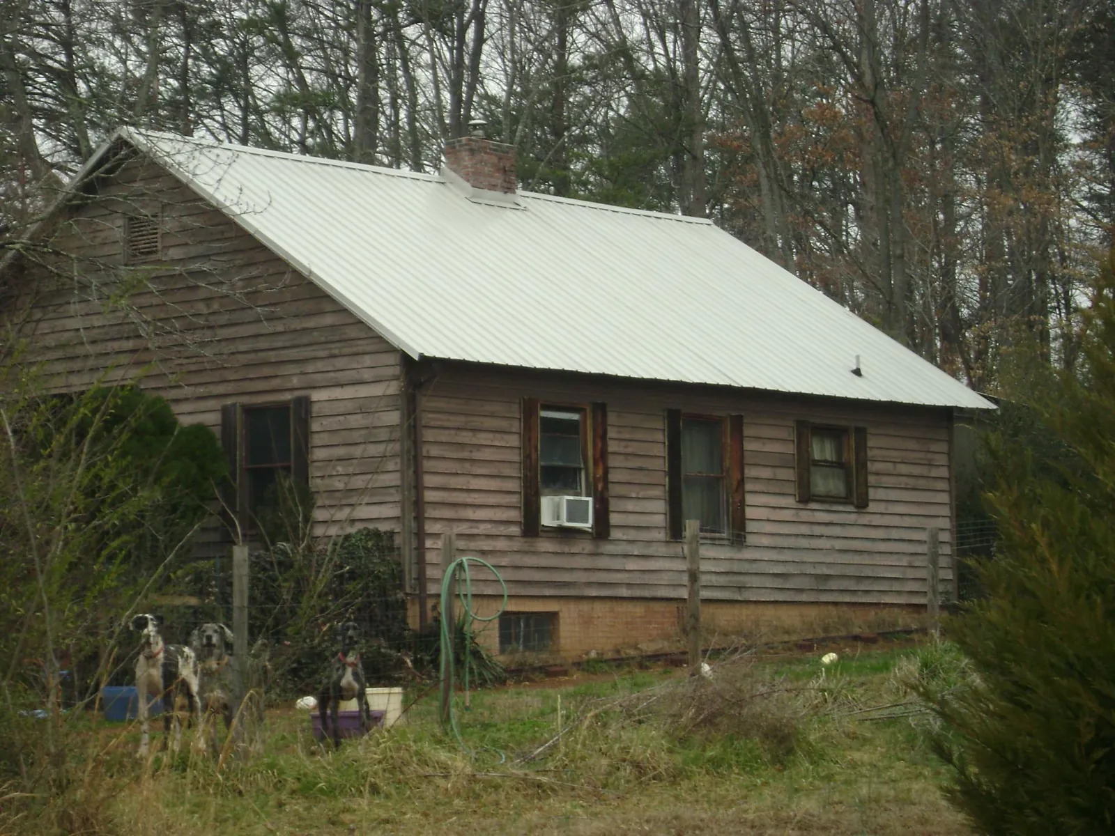White metal roof on an old wood sided farmhouse, from a Asphalt Shingle Roof Repair job in Coal Center